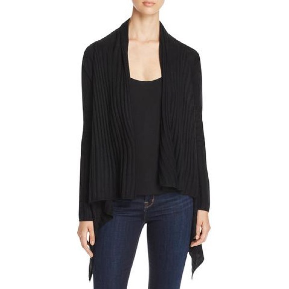 DRAPE FRONT SWEATER Open Ribbed Cardigan Sweater - Picture 2 of 3